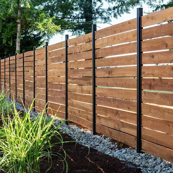 Board-on-board cedar fence in a Los Angeles yard